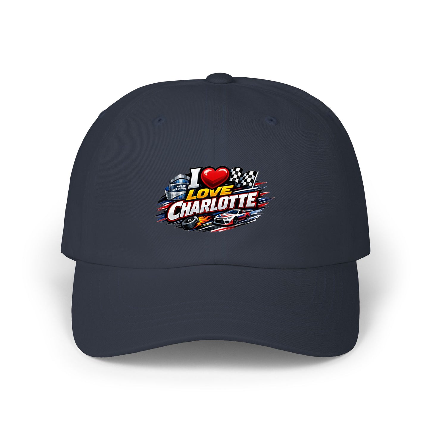 I Love Charlotte Dad Cap – Retro Racing Graphic Baseball Hat