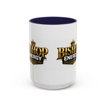Bishop Energy Coffee Mug — Gold Crown Logo Accent Ceramic Mug (11/15oz)
