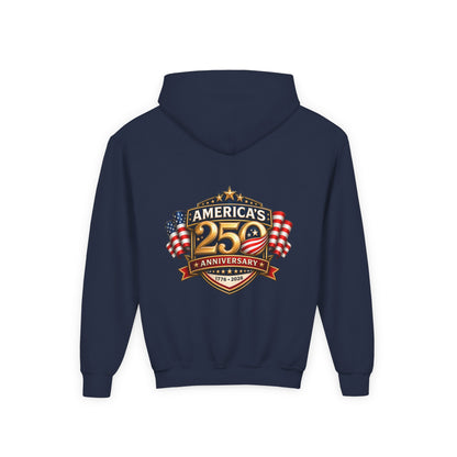 Youth Hoodie — "America's 250th Anniversary" Patriotic 1776-2026 Celebration Design