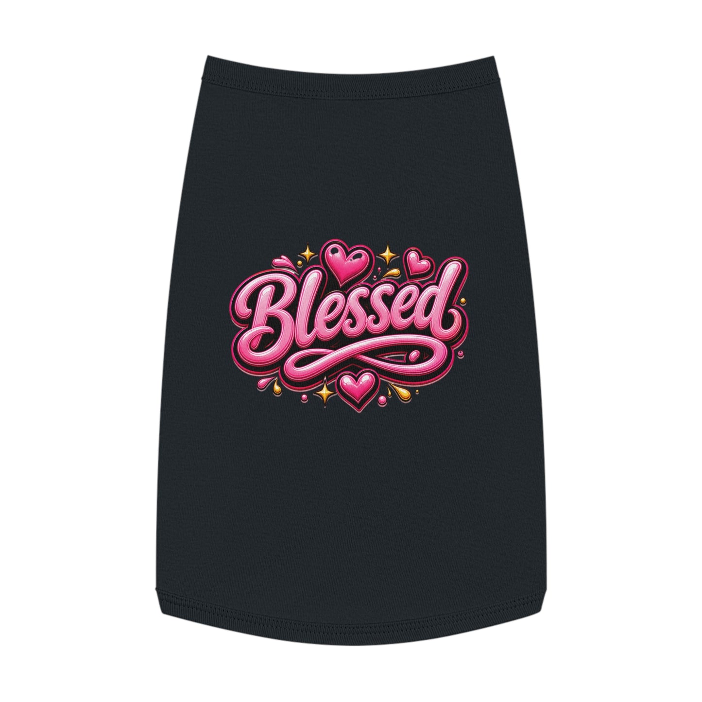 Blessed Pet Tank Top — Pink Heart Graphic Dog Shirt