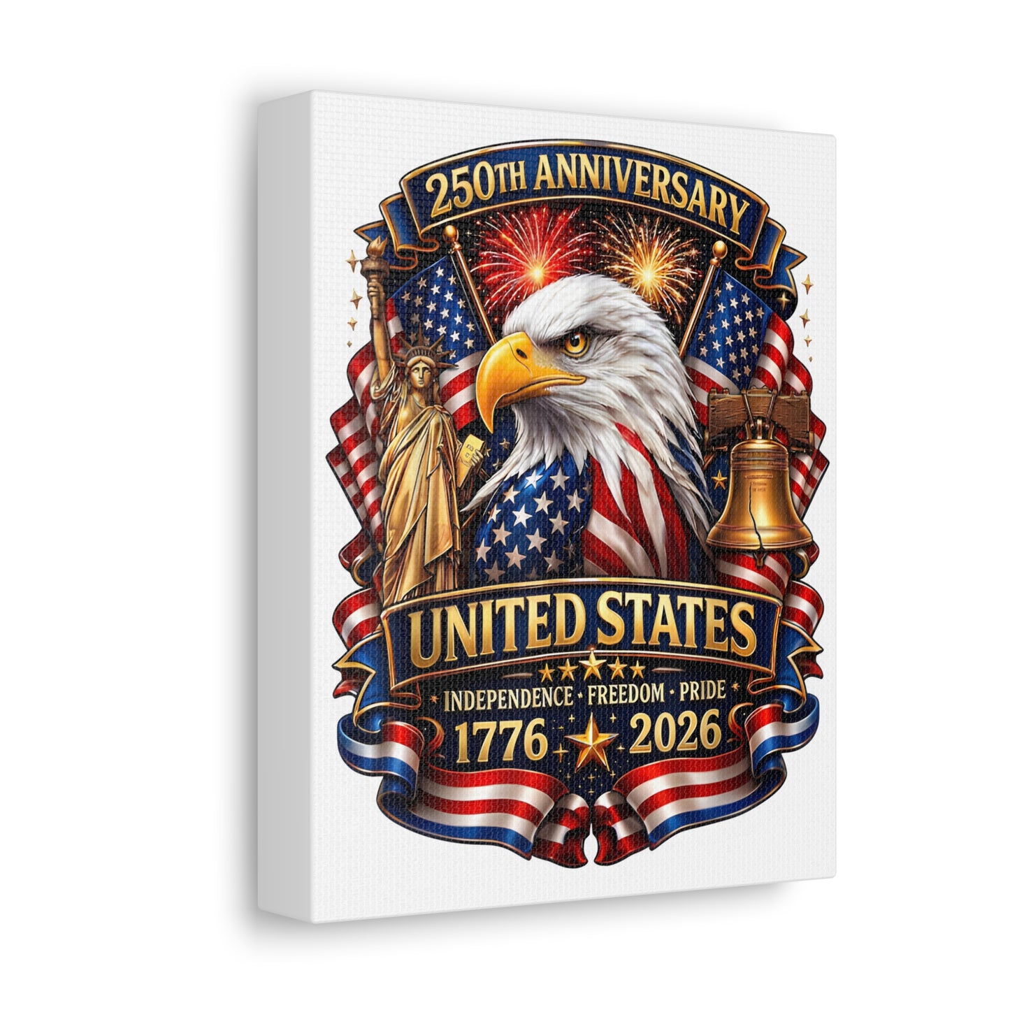 United States 250th Anniversary Stretched Canvas — 1776–2026 Patriotic Eagle Wall Art