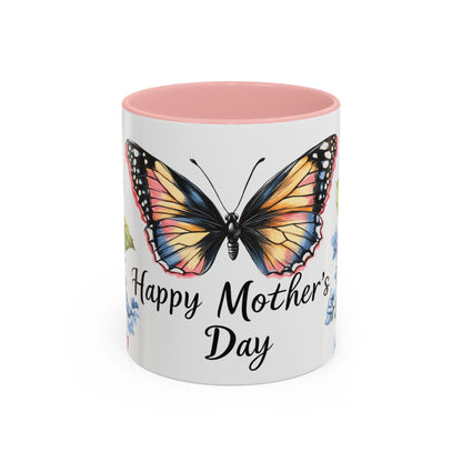 Mother's Day Butterfly Floral Coffee Mug – "Happy Mother's Day" Accent Mug (11/15 oz)