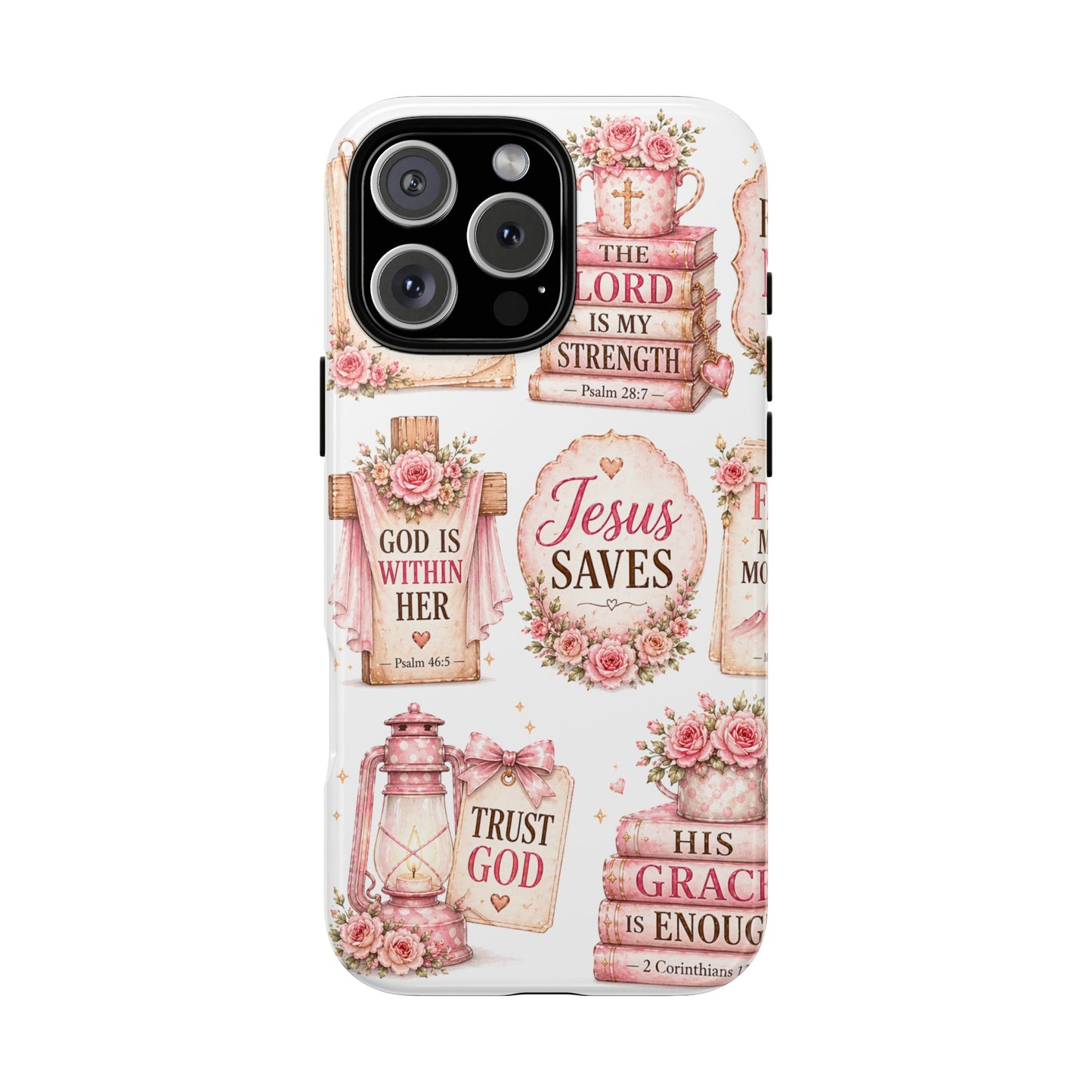 Faith Phone Case — 'Jesus Saves' Floral Christian Scripture iPhone Case