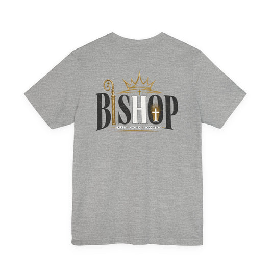 Bishop Graphic Tee — 'BISHOP' Crown & Crosier Church Leadership Shirt