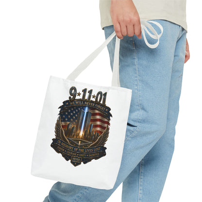 9·11 Memorial Tote Bag — We Will Never Forget Tribute Tote