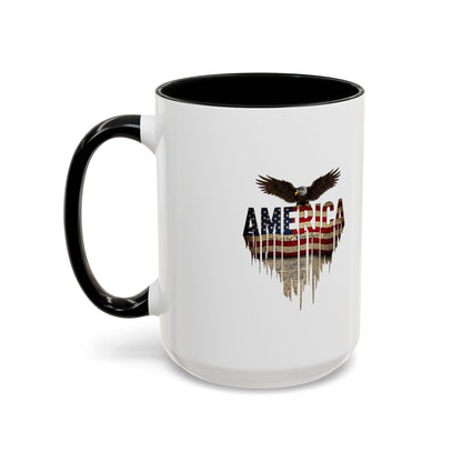 America Eagle Flag Accent Coffee Mug – Patriotic 11/15oz Ceramic