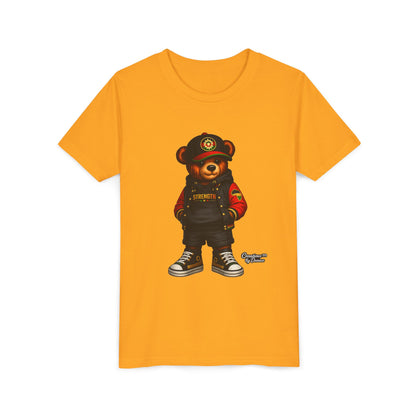 Kids Teddy Bear Streetwear Tee — 'Strength' Graphic Youth T-Shirt