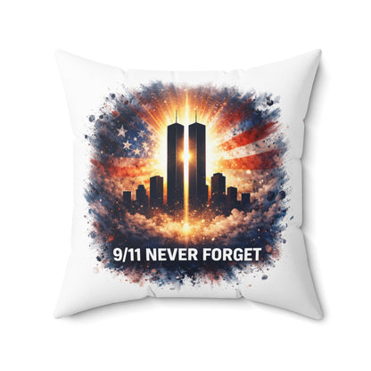 9/11 Never Forget Memorial Pillow — Twin Towers Tribute Throw Pillow