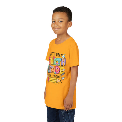 Watch Out Fourth Grade Here I Come Youth T‑Shirt — Back to School Kids Tee