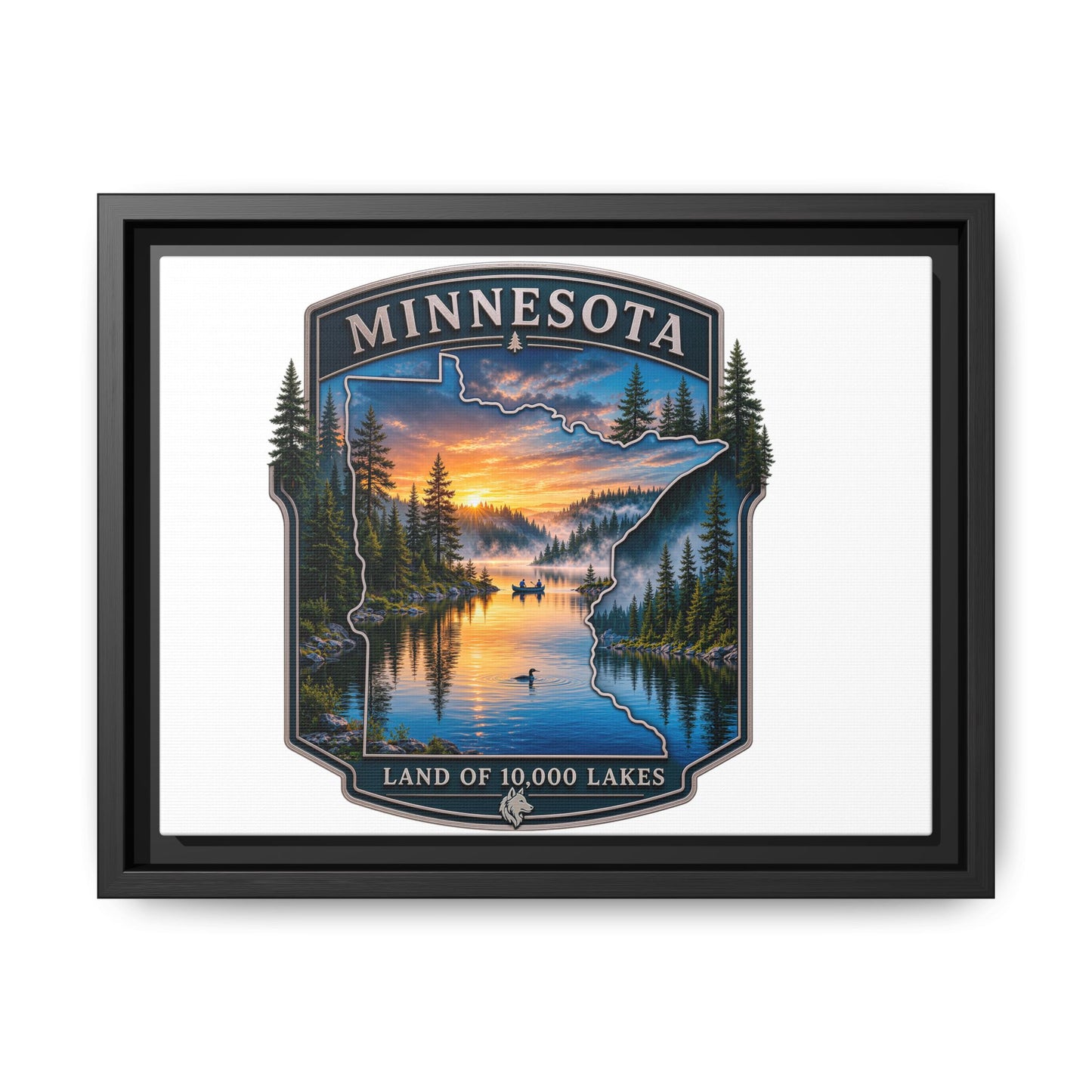 Minnesota Lakes Matte Canvas Print (Framed) — 'Land of 10,000 Lakes' Scenic Wall Art
