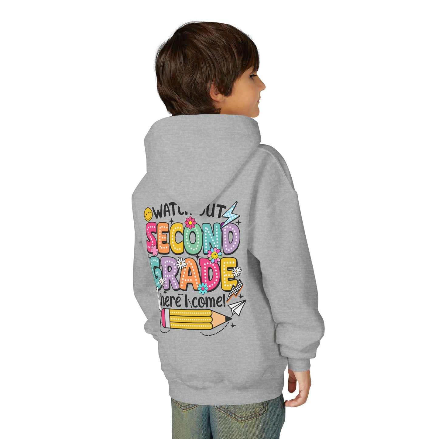 Second Grade Hoodie - "Watch Out Second Grade Here I Come" Back-to-School Kids Sweatshirt