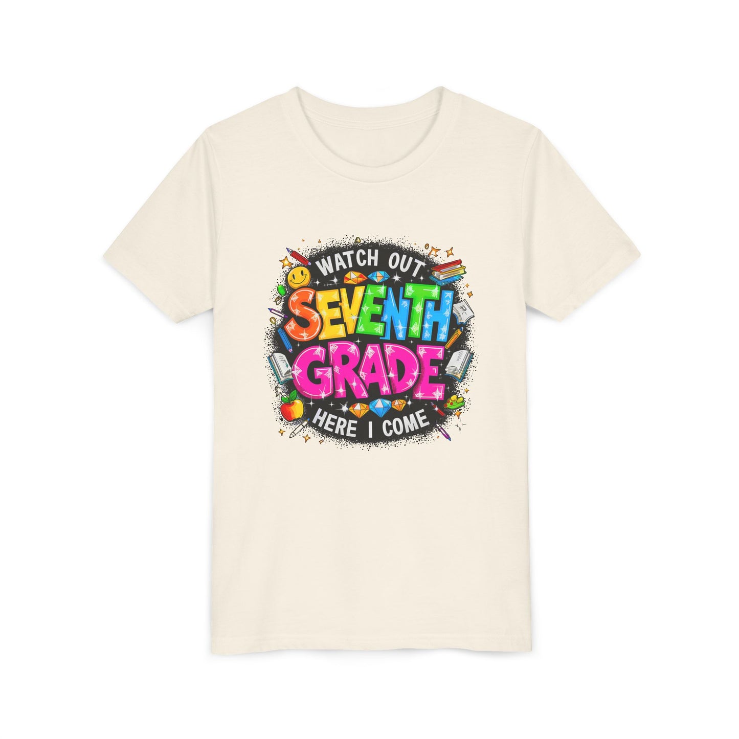 Seventh Grade Kids T‑Shirt — "Watch Out Seventh Grade Here I Come" Back‑to‑School Tee