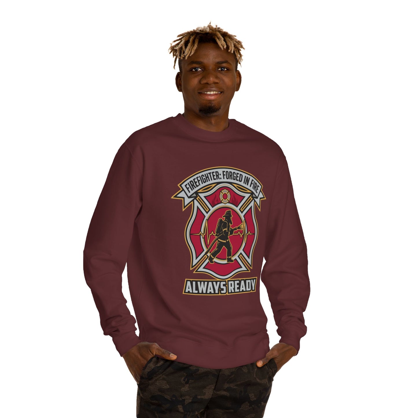 Firefighter Crest Sweatshirt — "Always Ready" Crewneck