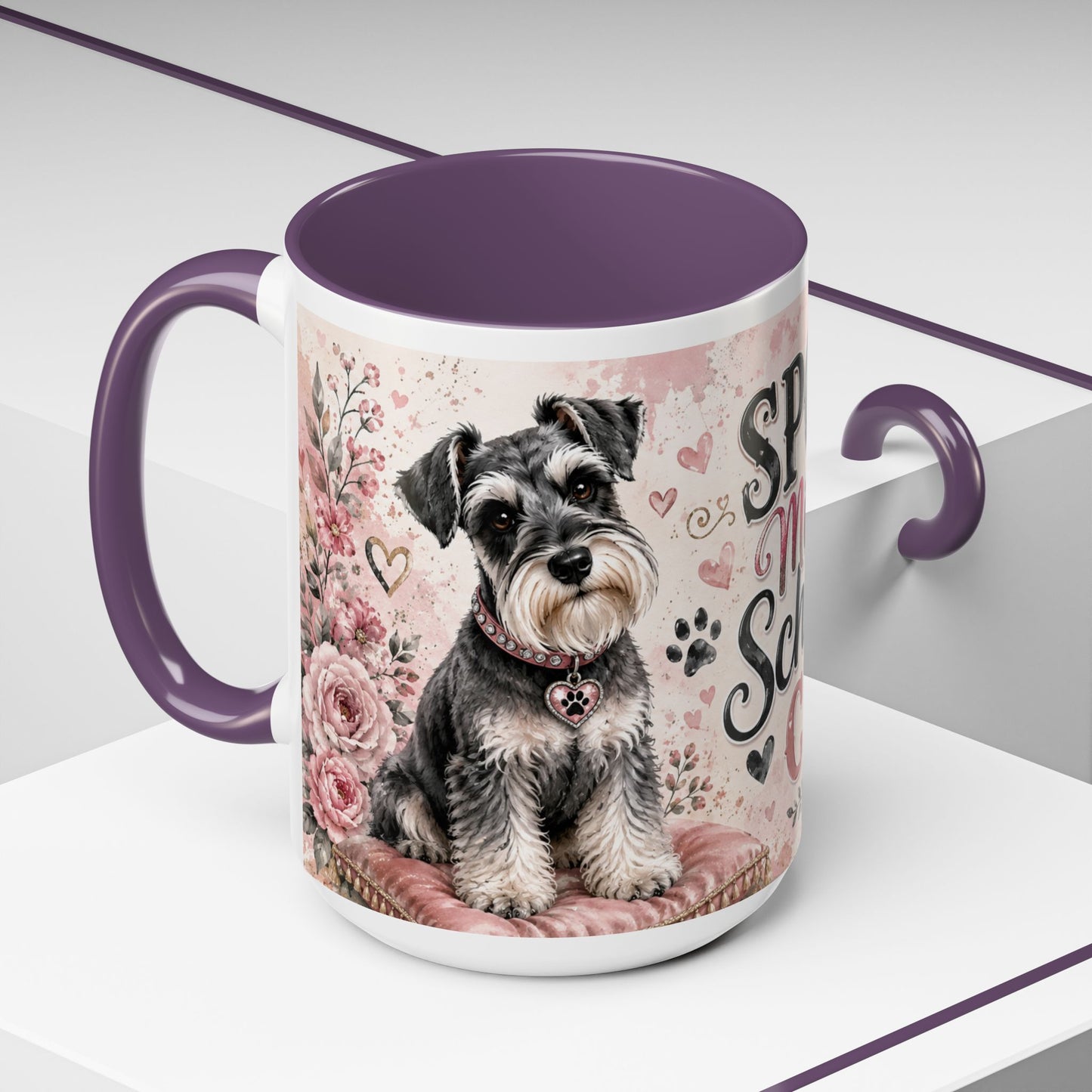 Spoiled Miniature Schnauzer Club Accent Coffee Mug — Cute Dog Mom Gift
