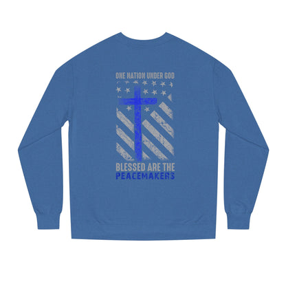 Blessed Are The Peacemakers Crewneck Sweatshirt — One Nation Under God Christian Flag Design