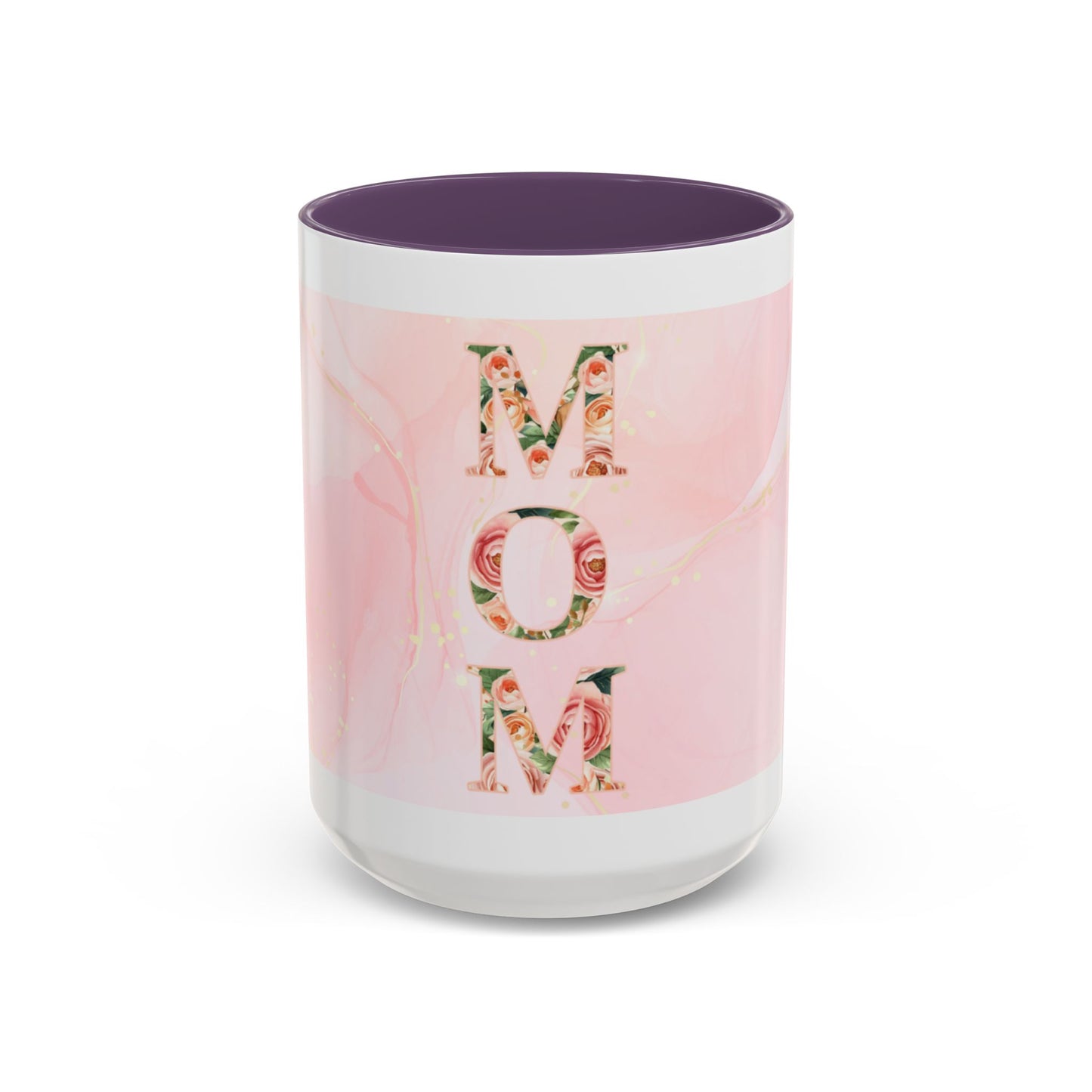 Mom Floral Accent Coffee Mug – Pink Rose Mother's Day Gift (11/15 oz)