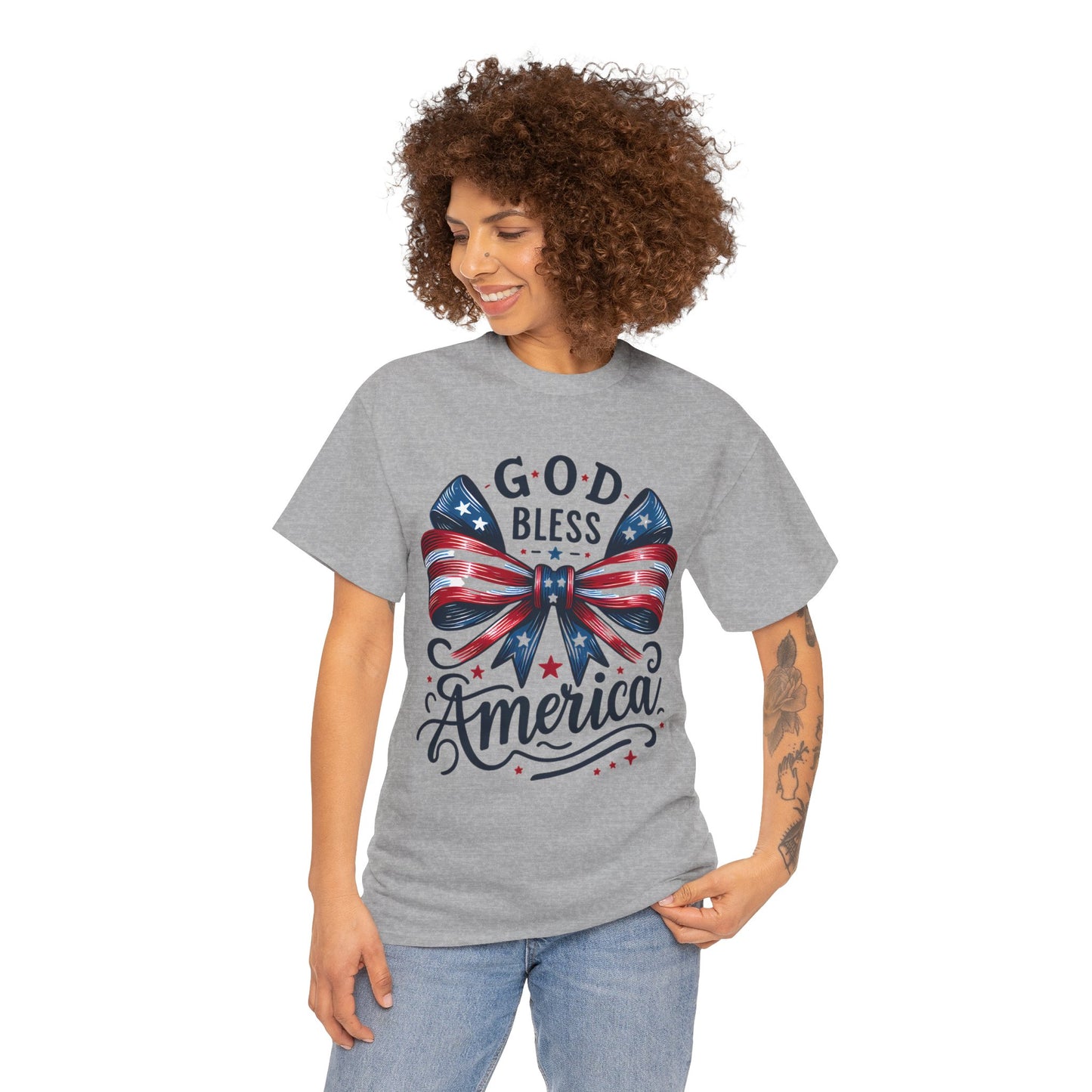 God Bless America T-Shirt — Patriotic USA Bow Fourth of July Tee