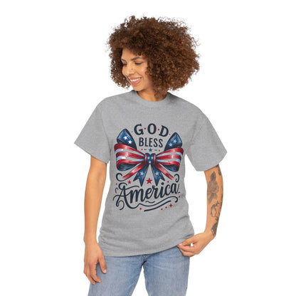 God Bless America T-Shirt — Patriotic USA Bow Fourth of July Tee