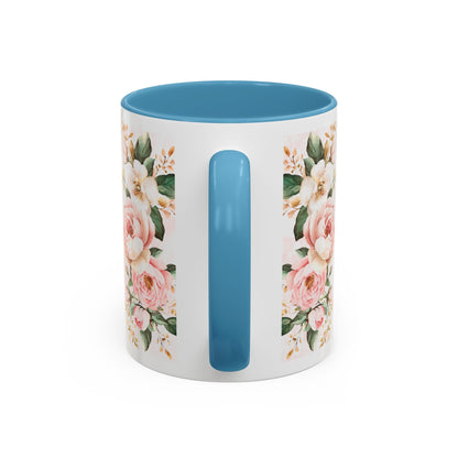 Mom Floral Accent Coffee Mug — Pink Roses Mother's Day Gift (11/15oz)
