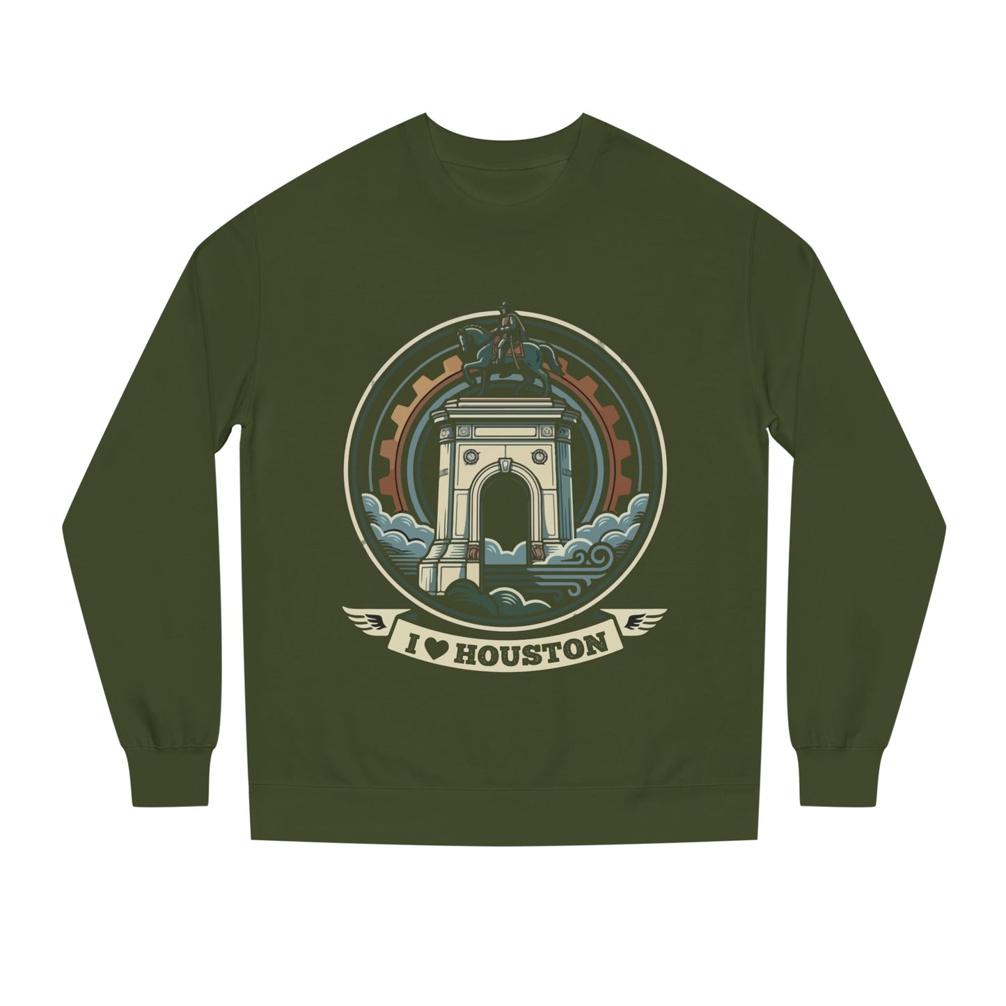 Houston Arch Retro Crewneck Sweatshirt — I  Houston Graphic