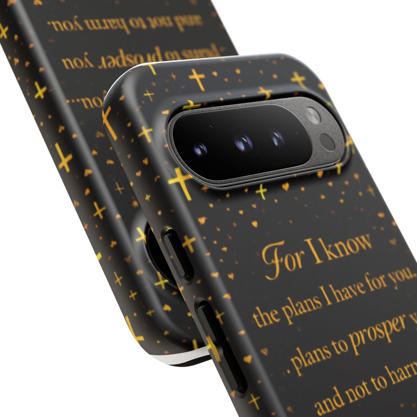 Phone Case — "For I Know" Jeremiah 29:11 Gold Cross Christian Tough Case