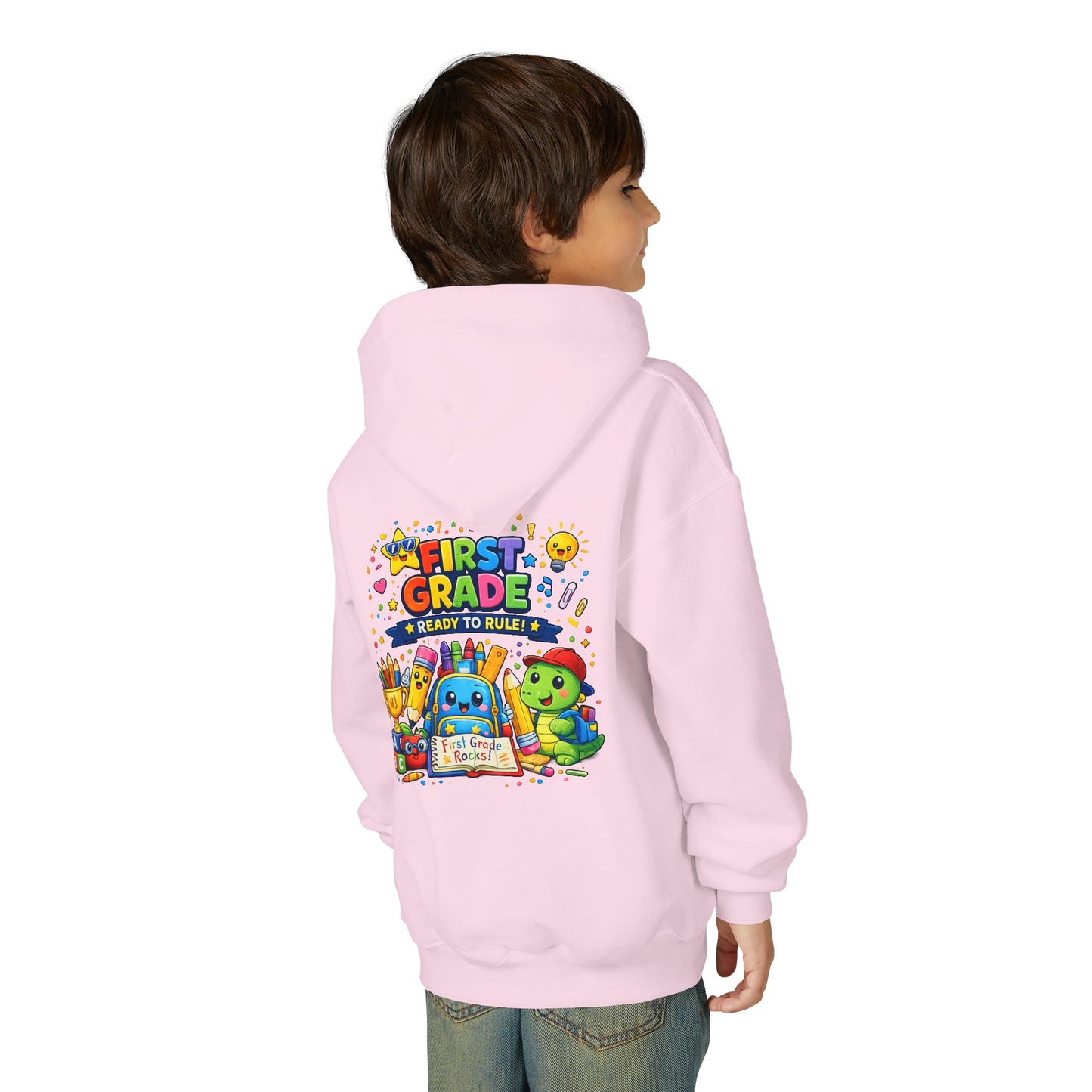 First Grade Hoodie - "First Grade Ready To Rule" Kids Back-to-School Sweatshirt