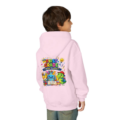 First Grade Hoodie - "First Grade Ready To Rule" Kids Back-to-School Sweatshirt