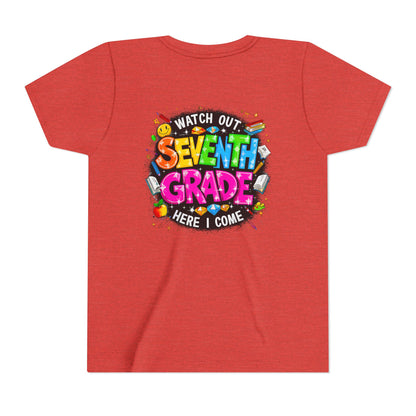 Seventh Grade Kids T-Shirt – “Watch Out Seventh Grade Here I Come” Back-to-School Tee