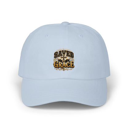 Saved by Grace Dad Cap — Embroidered Christian Baseball Hat