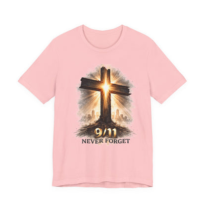 9/11 Never Forget T‑Shirt - Cross Memorial Tee