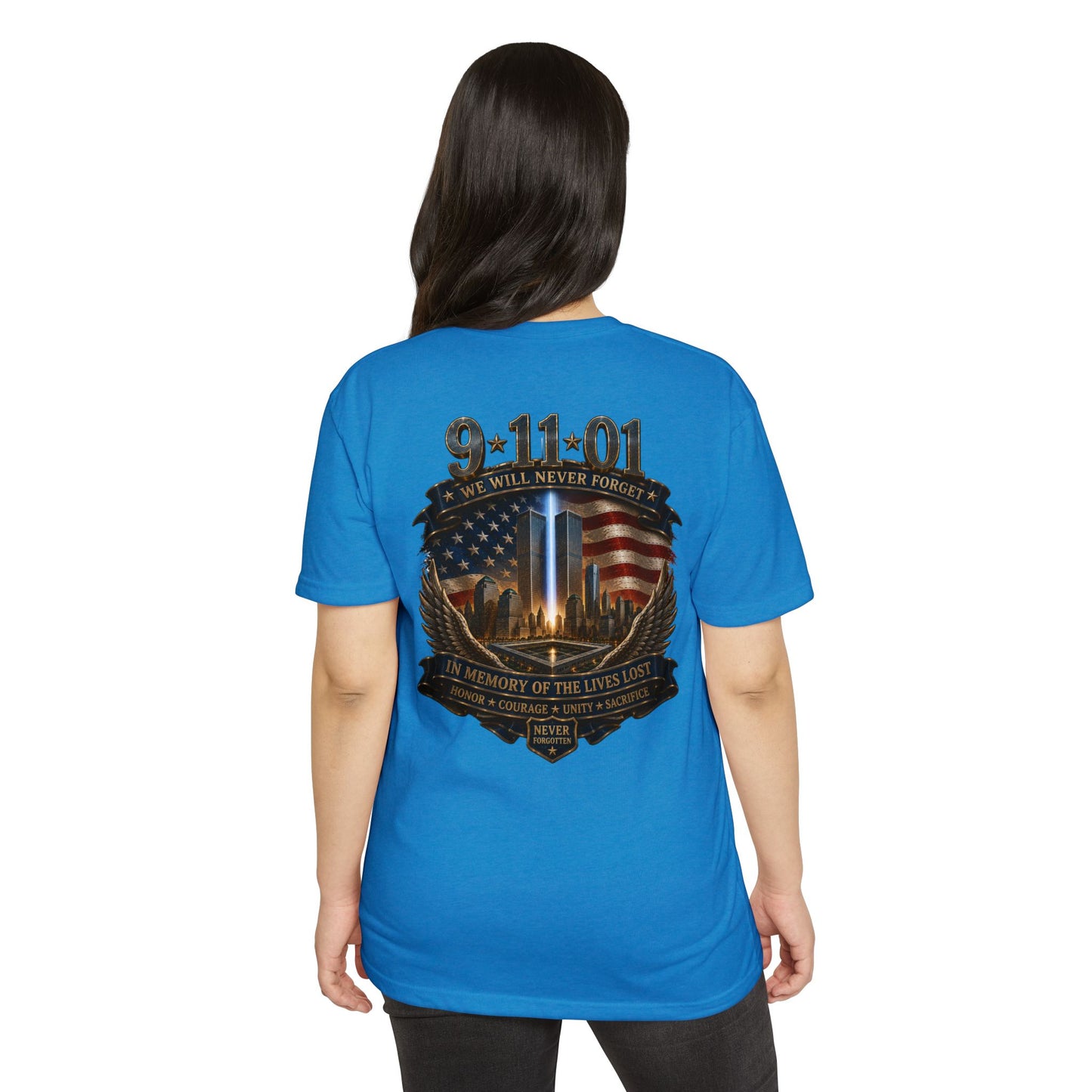 9/11 Memorial T-Shirt — "We Will Never Forget" Tribute Tee