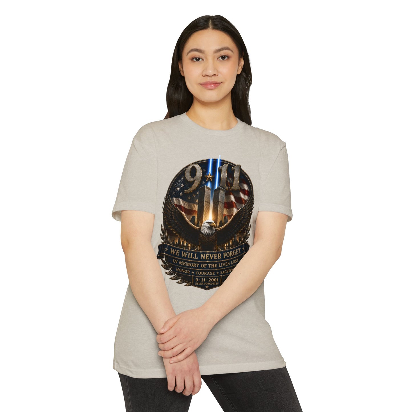 9/11 Memorial Eagle T-Shirt — We Will Never Forget Patriotic Tribute Tee