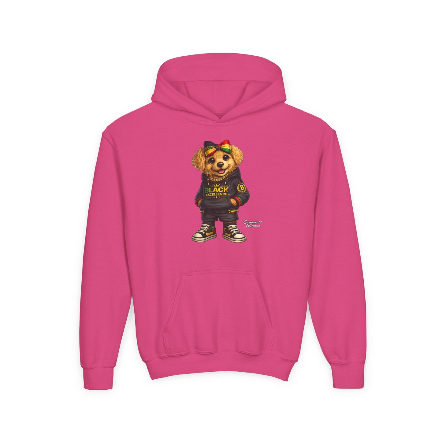 Youth Hoodie — Black Excellence Bear Graphic Sweatshirt (Kids)