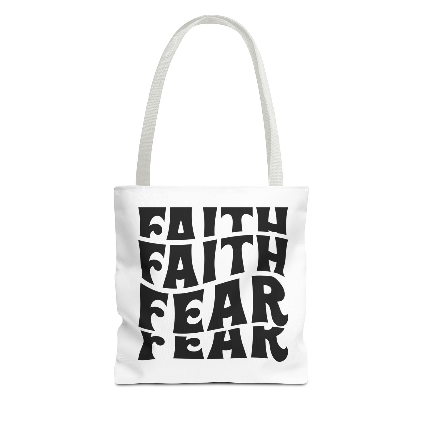 Faith Over Fear Tote Bag – Bold Retro Typography Canvas Tote