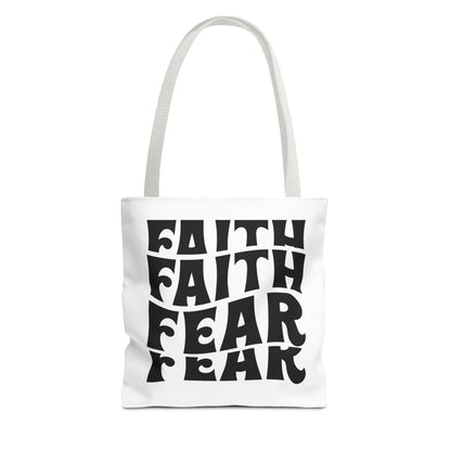 Faith Over Fear Tote Bag – Bold Retro Typography Canvas Tote