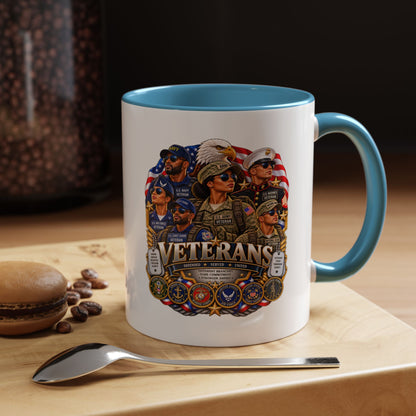 Veterans Tribute Accent Coffee Mug — Patriotic Military Veteran Gift (11/15oz)
