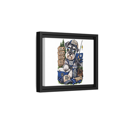 Dog Dad Schnauzer Father's Day Framed Canvas Wall Art — Fishing & Camping Pet Gift