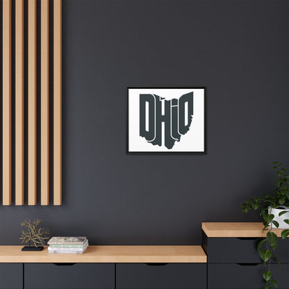 Ohio State Shape Matte Canvas Wall Art — Framed Modern State Typography Print