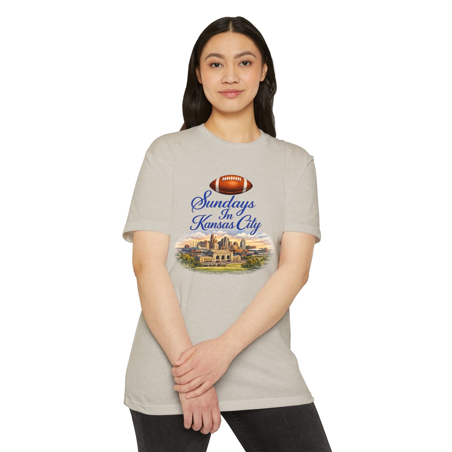 Sundays in Kansas City T-Shirt — Vintage Football and Cityscape Tee