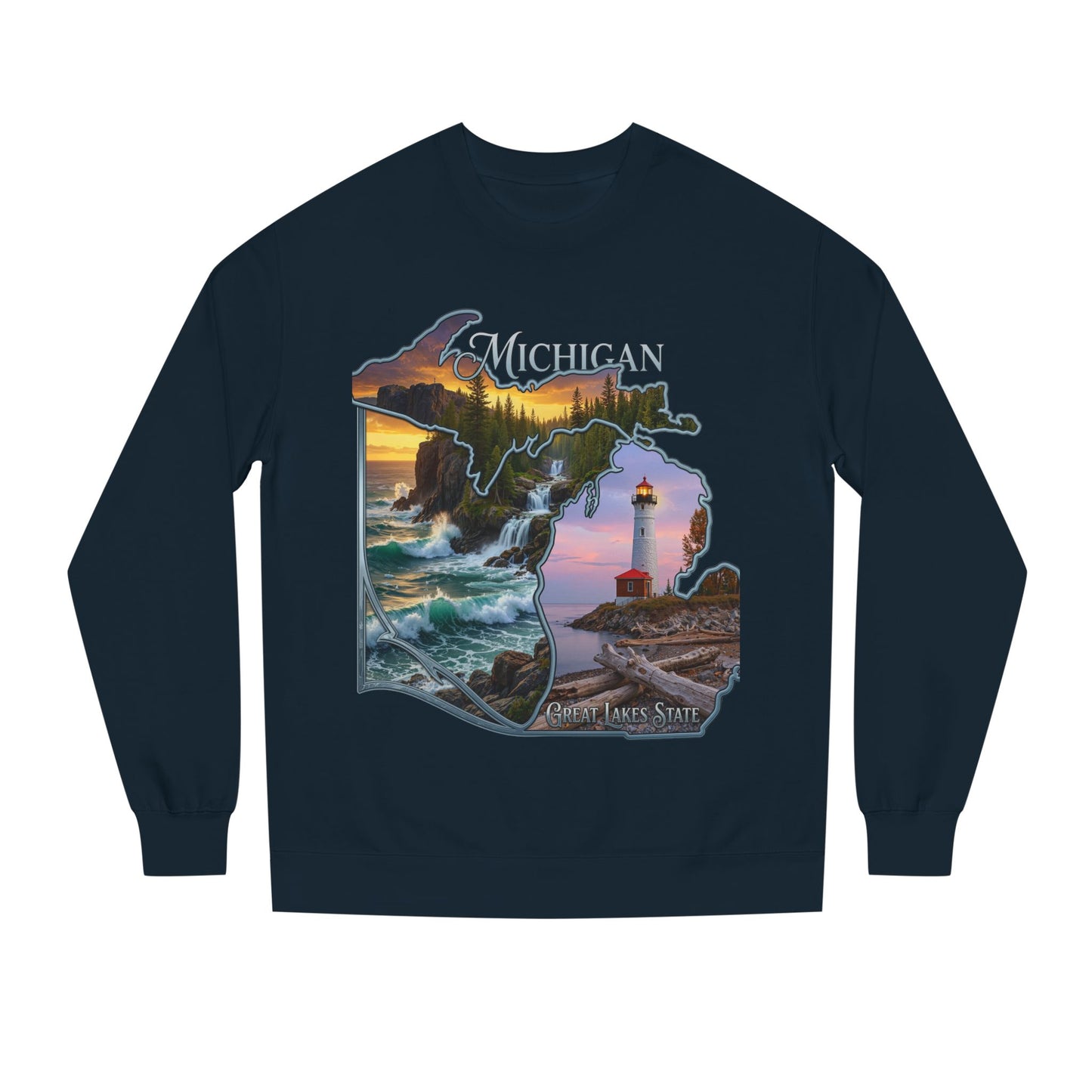 Michigan Lakes State Sweatshirt — Lighthouse & Great Lakes Scenic Pullover