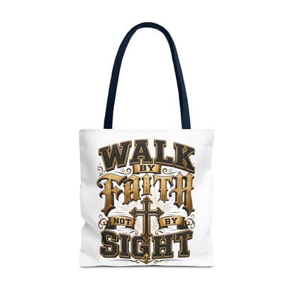Walk by Faith Tote Bag — Christian Inspirational Cross Tote
