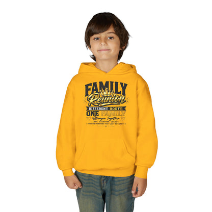 Family Reunion Hoodie — "Different Roots One Family" Youth Pullover
