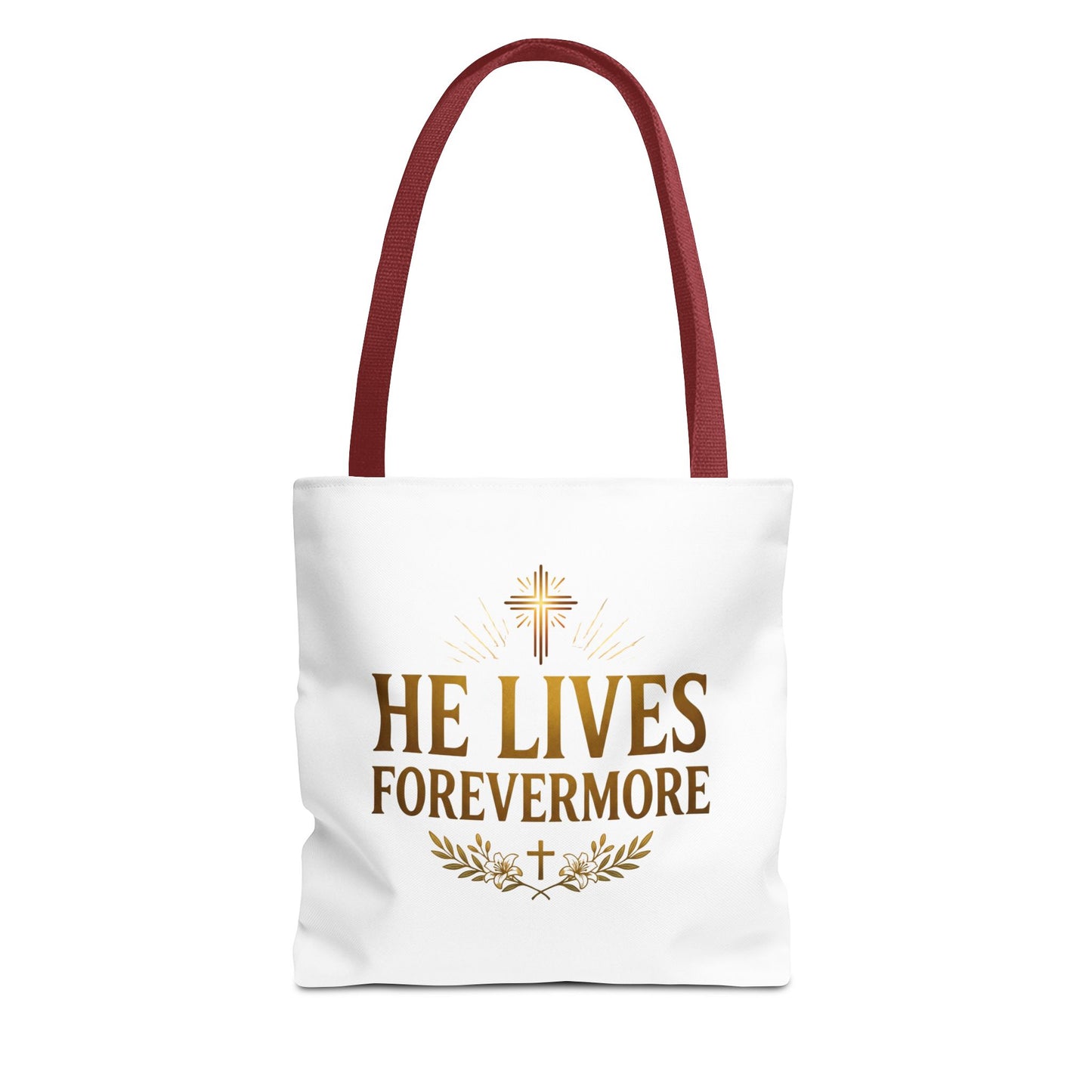 He Lives Forevermore Tote Bag – Christian Faith Cross Easter Canvas Tote
