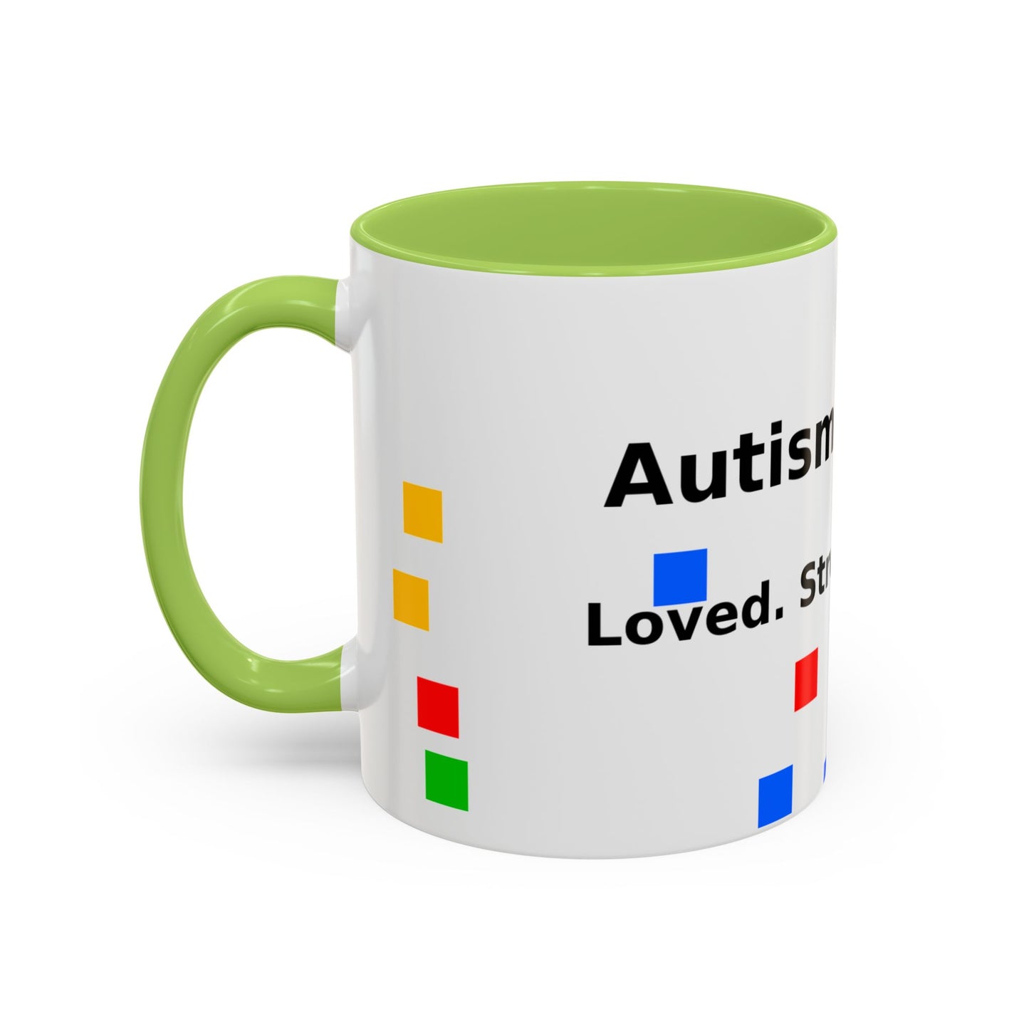 Autism Warrior Accent Coffee Mug – Bold Puzzle Pieces, Proud. Strong. Unique. (11/15oz)