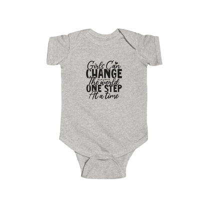 Infant Bodysuit - "Girls Can Change the World One Step at a Time" Inspirational Baby Onesie
