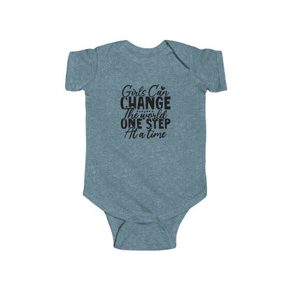 Infant Bodysuit - "Girls Can Change the World One Step at a Time" Inspirational Baby Onesie