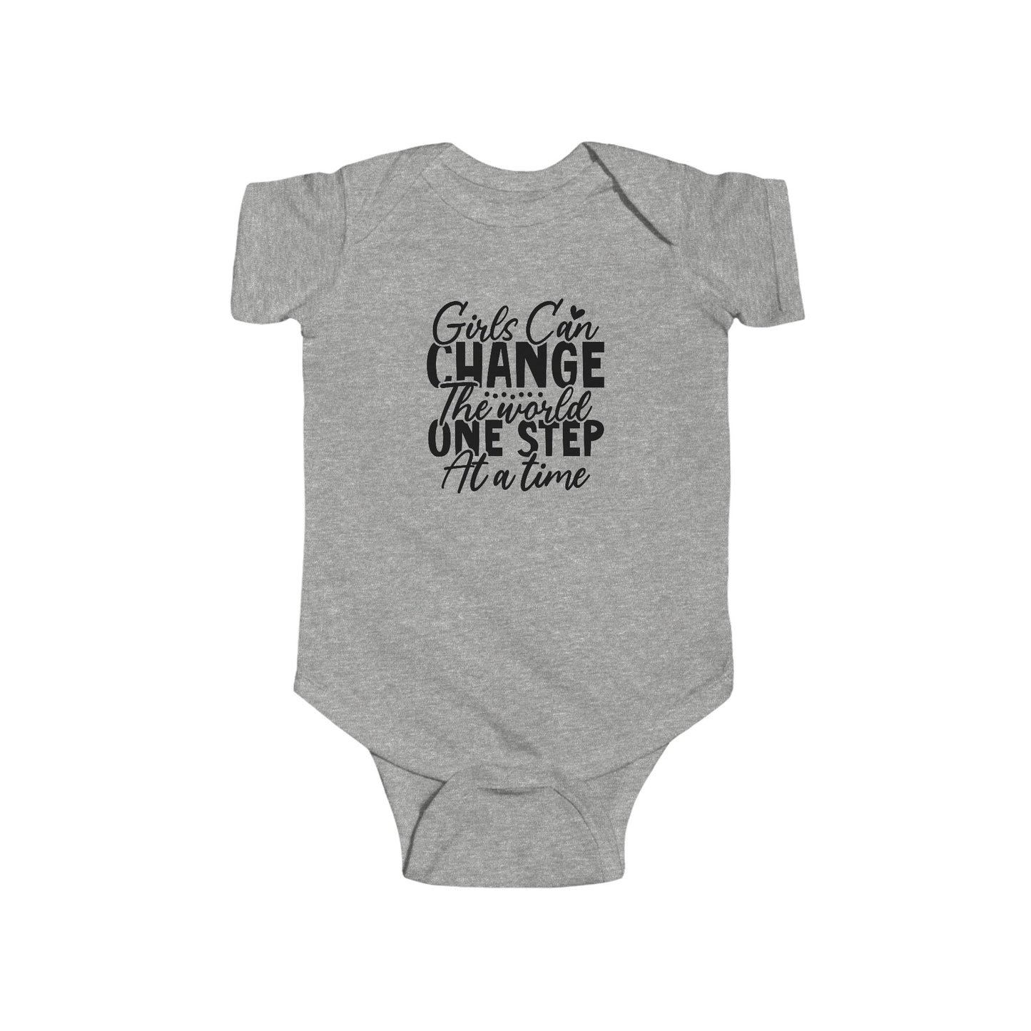 Infant Bodysuit - "Girls Can Change the World One Step at a Time" Inspirational Baby Onesie