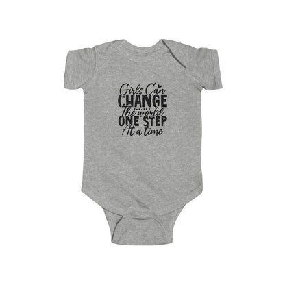 Infant Bodysuit - "Girls Can Change the World One Step at a Time" Inspirational Baby Onesie