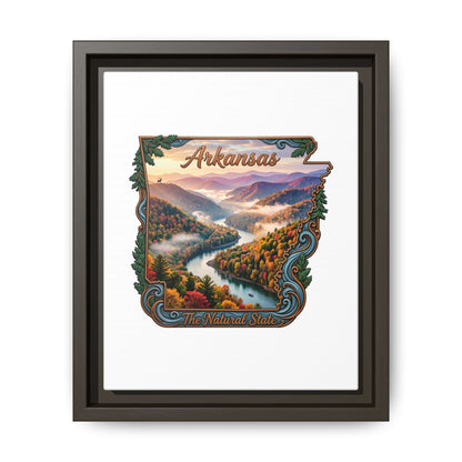 Arkansas Scenic State Map Canvas — "The Natural State" Framed Wall Art
