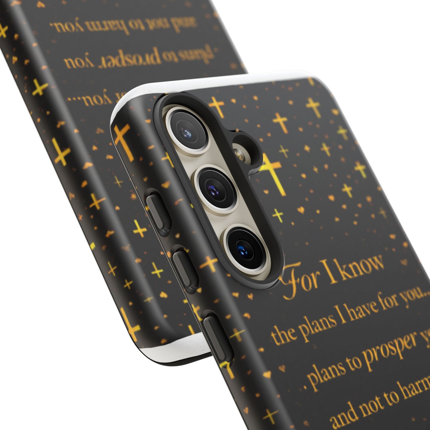 Phone Case — "For I Know" Jeremiah 29:11 Gold Cross Christian Tough Case